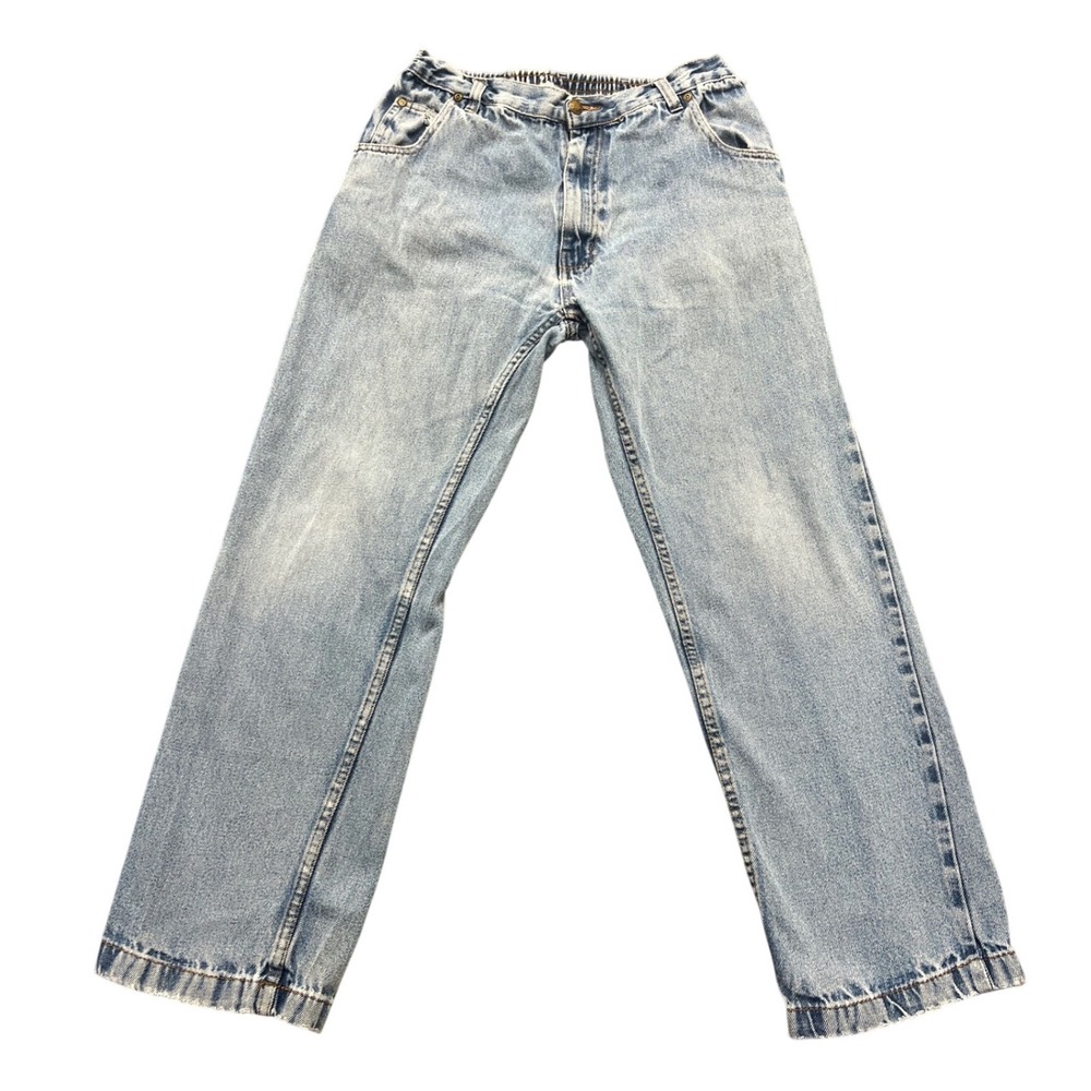 Duke Haband Relaxed Fit Jeans Mens‎ 32 Light Wash Elastic Waist Distressed 90s